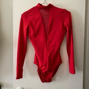 long sleeve leotard, red